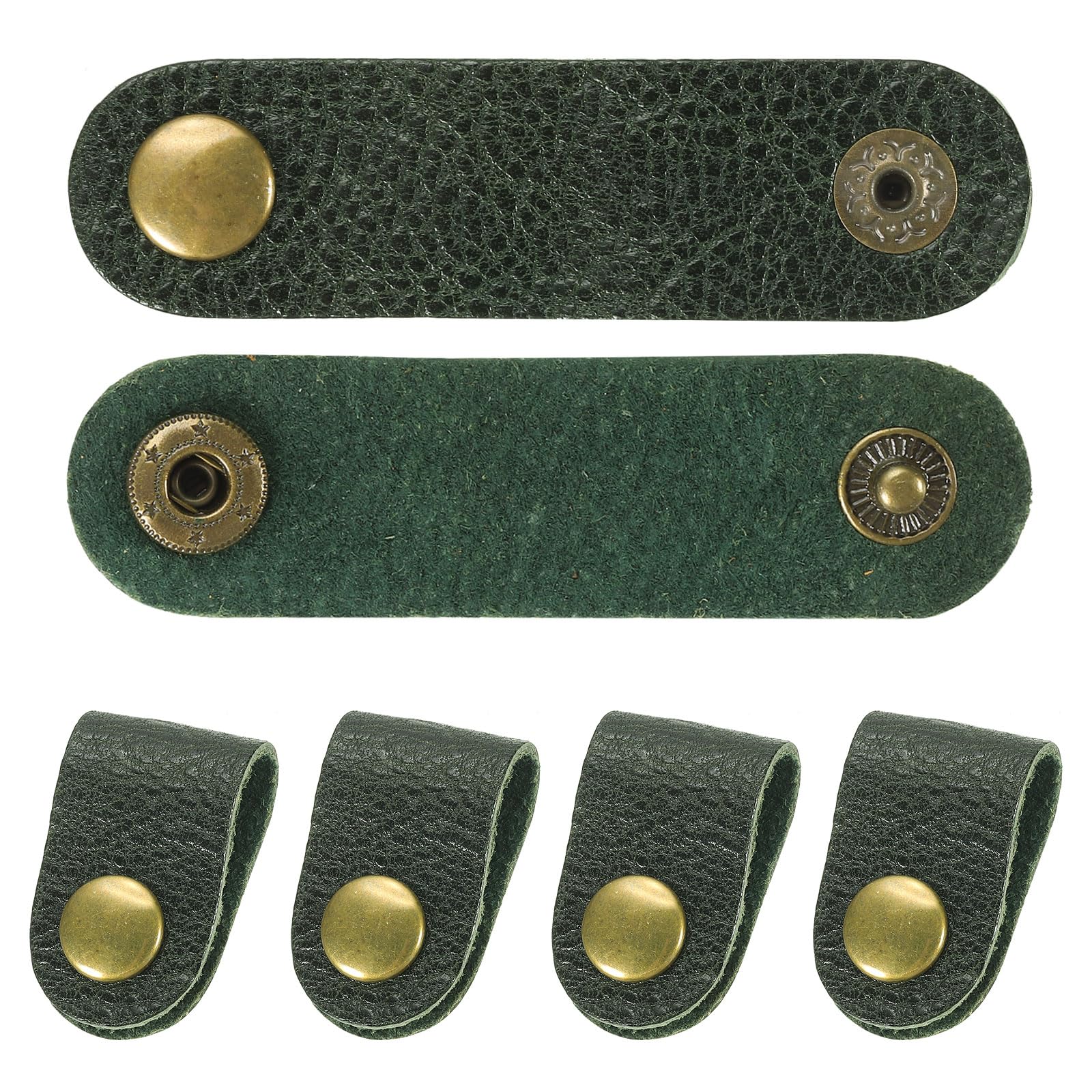 PATIKIL Leather Cord Organizer Cable Straps, 6Pcs 8x2cm Portable Cable Leather Clamps USB Holder Earphone Cord Management for Cable, Wire, Green