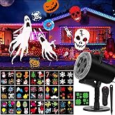 Halloween Christmas Projector Lights, Led Holiday Projector Light with 16pc Slides Patterns IP65 Waterproof Outdoor Indoor for Xmas Birthday Party
