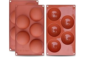homEdge Extra Large 5-Cavity Semi Sphere Silicone Mold, 3 Packs Baking Mold for Making Chocolate, Cake, Jelly, Dome Mousse - 