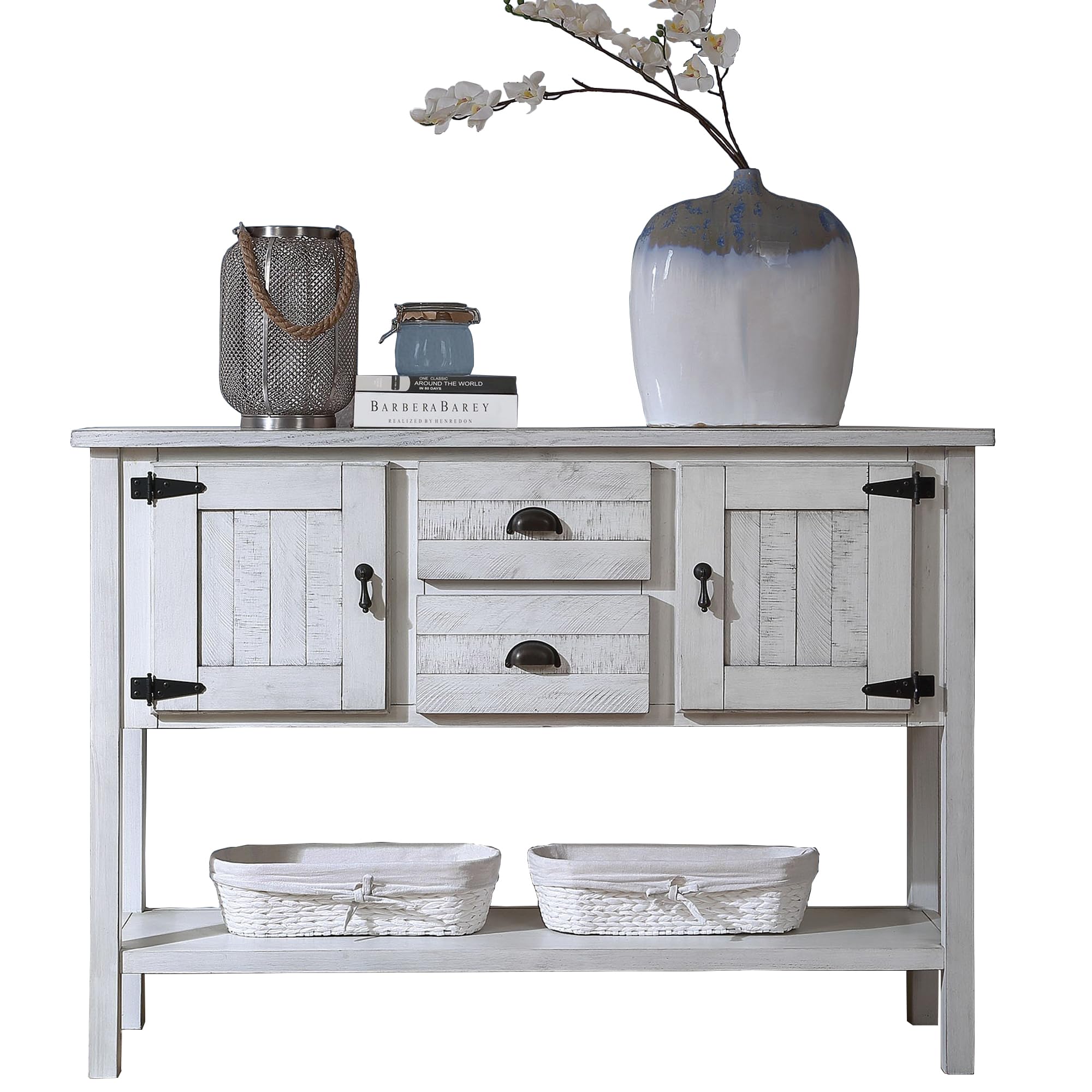 LKTART Solid Wood Farmhouse Console Table Sofa Table with Storage ...