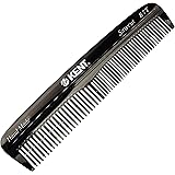 Kent R7TG Graphite Double Tooth Hair Pocket Comb, Small Fine / Wide Tooth Comb For Grooming Styling Hair, Beard and Mustache,