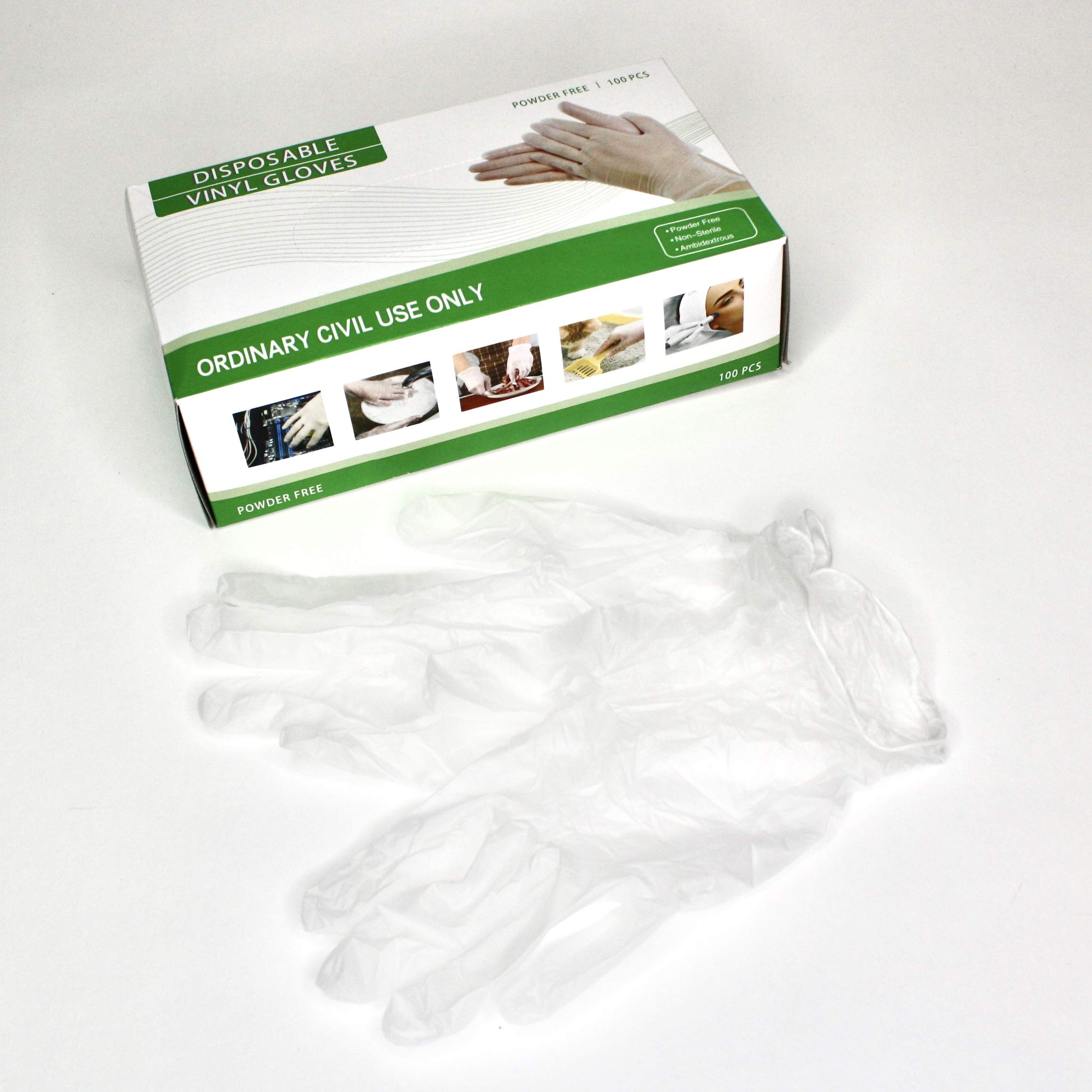 100 (1 Box) Vinyl (Latex and Powder Free) Gloves Disposable Clear - Non Medical - UK Available Now