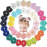 DeD 40PCS 2.3" Chiffon Flower Hair Bows Clips with Rhinestone Flower Tiny Hair Clips Fine Hair for Girls Infants Toddlers Set of 20 Pairs
