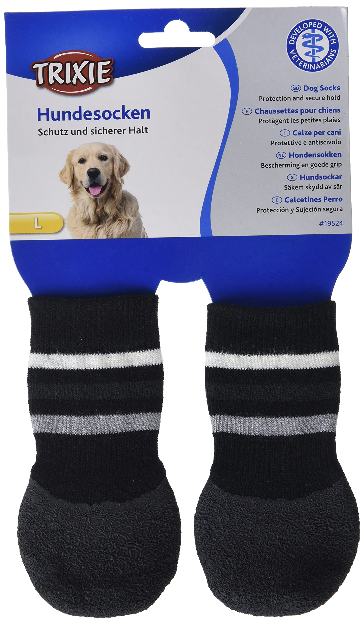 Trixie Non-Slip Socks for Dog, Black, Large/X-Large