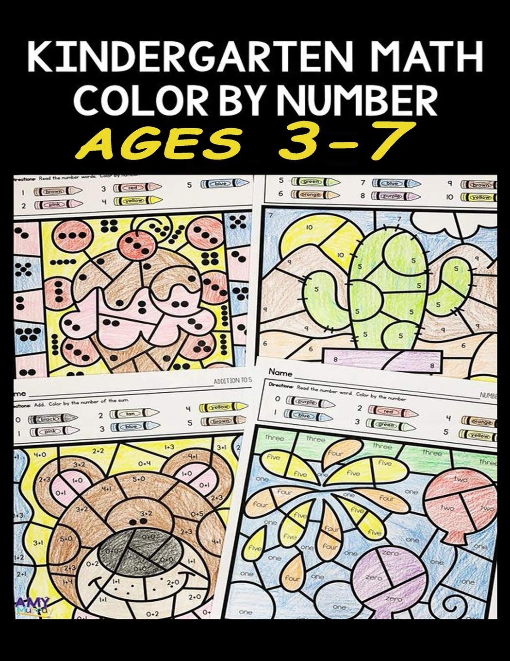 kindergarten math color by number ages 3-7: color by number for kids ages 3-7,Kids Coloring Book By Number,Animal Color By Number,kindergarten math ...