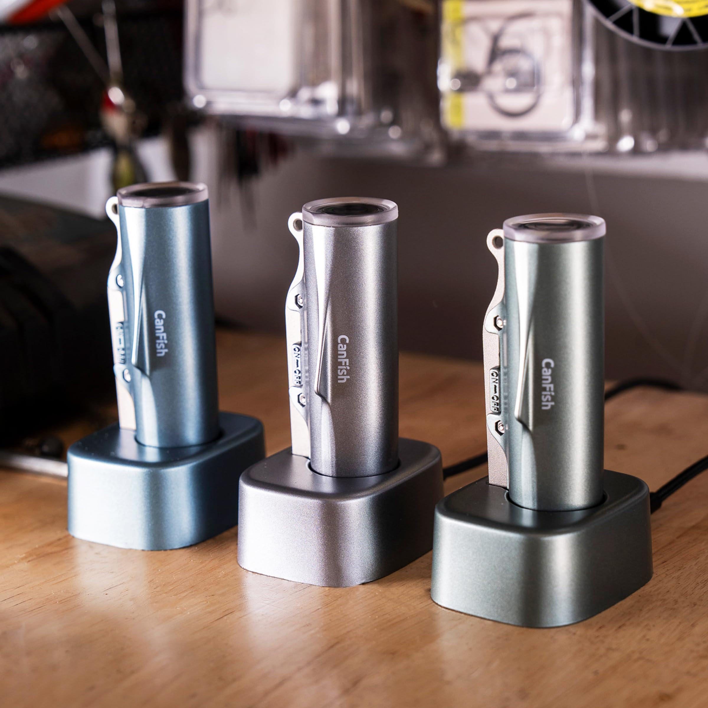 CanFish Fishing CamX Fishing Finders Camera,Lure Action Camera HD 1080P &136°Ultra-Wide-Angle,656FT ROV Waterproof/Motion Sensing/Segmented Intelligent Recording/Wireless Charge/App Compatible (Grey)