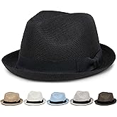Funky Junque Men's Panama Porkpie Fedora, Linen Summer Beach Hat | Lightweight fedora with adjustable fit for beach, poolside lounging, summer vacations &amp; outdoor adventures