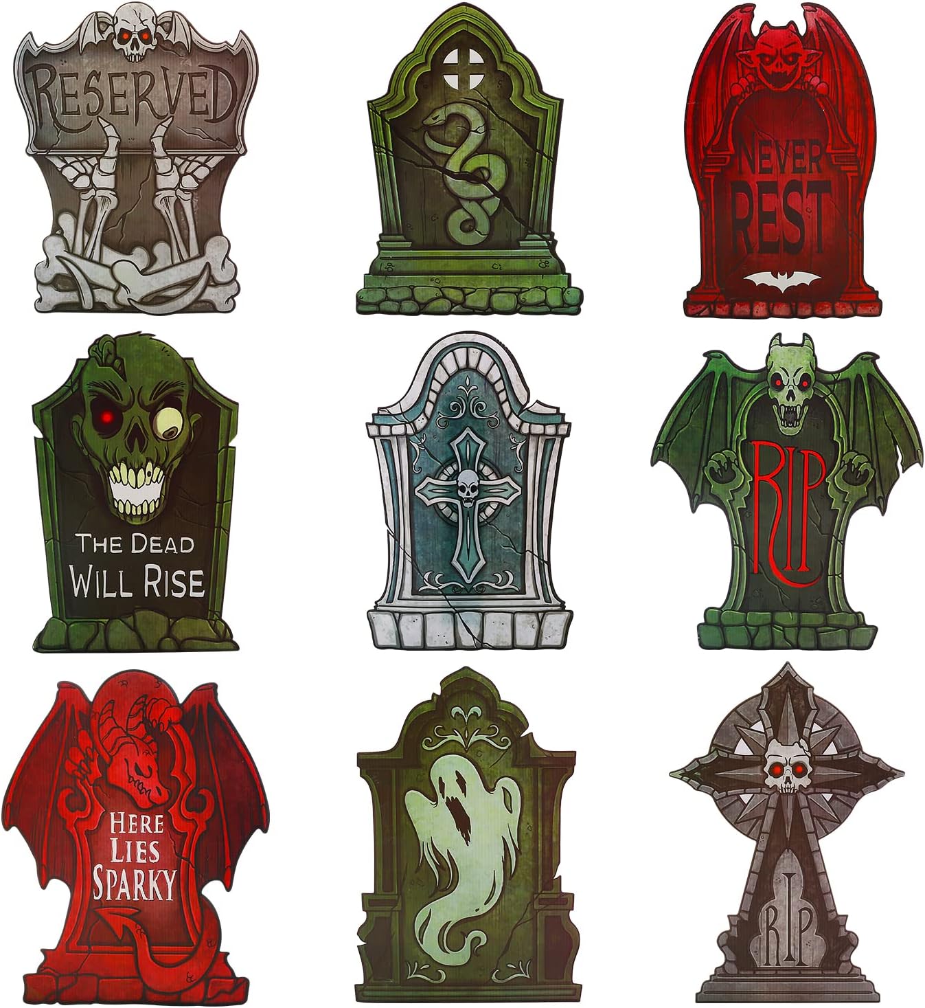 Yard Signs - 9 Pack Halloween Tombstone Rip Decorations, Yard Sign Graveyard Headstone Decorations for Outdoor Lawn Yard Garden Décor