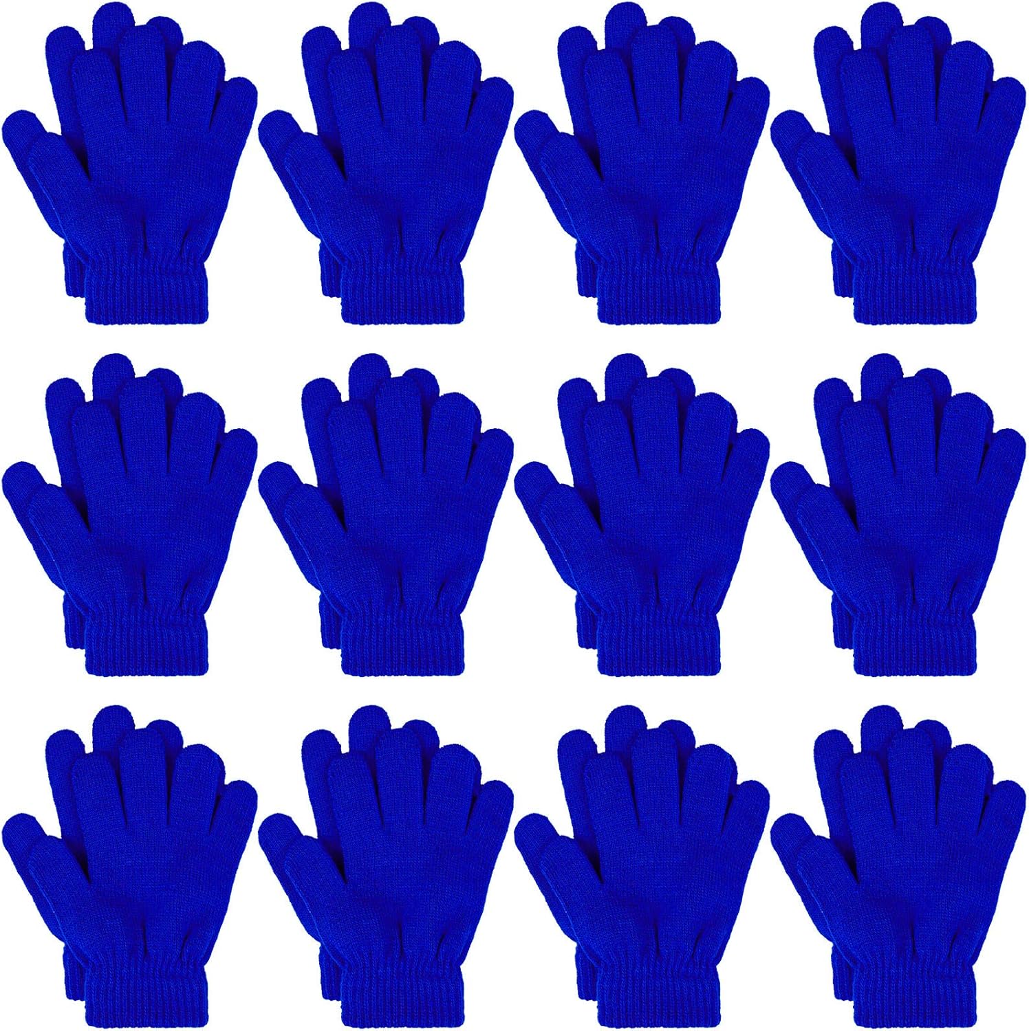Cooraby 12 Pairs Kid's Winter Magic Gloves Children Stretchy Warm Magic Gloves Boys or Girls Knit Gloves (12 Mixed Color): Clothing