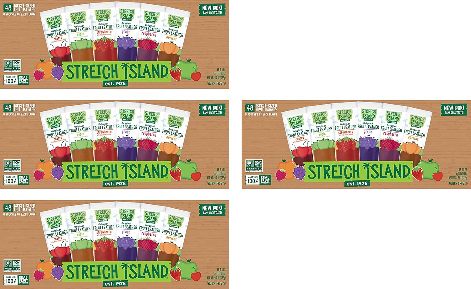 Stretch Island Fruit Leather Snacks Variety Pack, 0.5 Ounce, Pack of 48, -4 Pack
