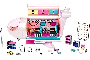 L.O.L. SURPRISE! LOL Surprise OMG Plane 4-in-1 Playset with 50 Surprises, Vehicle Transforms Airplane, Car, Recording Studio, Mixing Booth, Lights+ Accessories, Fits 4 Dolls- Kids Gift, Toys for Girls Boys 4 5 6 7+