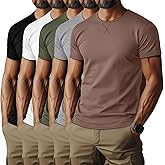 Evervibe 5 Pack Men's Big and Tall Short Sleeve T-Shirt, Summer Crew Neck Tees Slim Fit Shirts Athletic Pullover Tops
