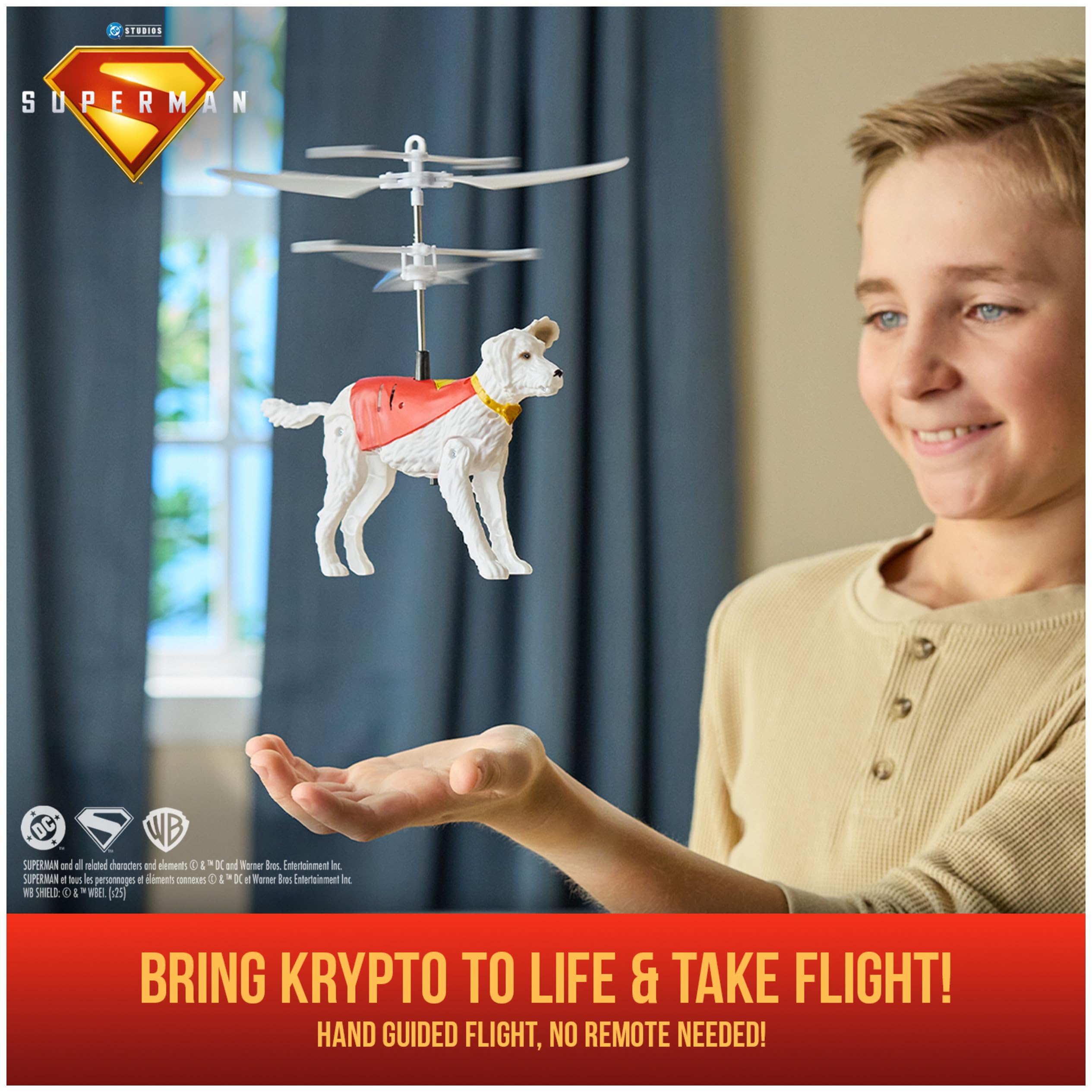 DC Comics, Superman Up in The Sky! Flying Krypto, RC Toys and Remote Control Toys for Kids, 7.5-Inch Hovering Superdog, for Ages 4 and Up