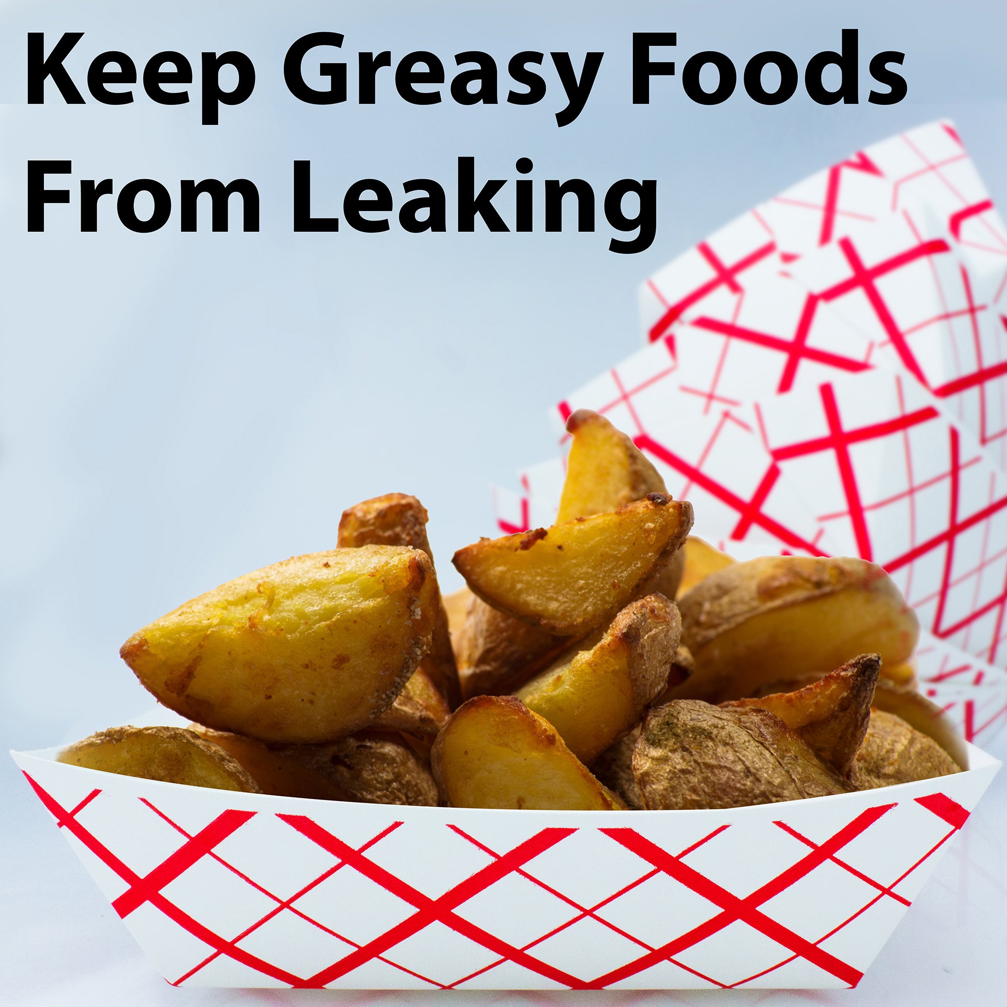 Heavy Duty, Grease Resistant 3 Lb Paper Food Trays 100 Pack. Durable, Coated Paperboard Basket Ideal for Festival, Carnival and Concession Stand Treats Like Hot Dogs, Ice Cream, Popcorn and Nachos.