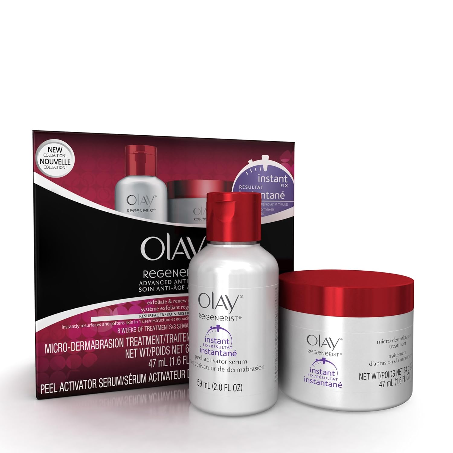 Microdermabrasion Kit by Olay Regenerist, Face Peel & Scrub for Dry Skin, Reduce Wrinkles & Fine Lines, 1 Kit: Beauty