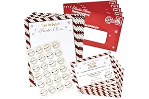 Gift Boutique 24 Sets Christmas Official Letter and Certificate from Santa Claus Including Nice List Certificate North Pole Writing Paper Letter Christmas Stickers Envelopes for Family