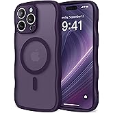 CAPRARO Cute for iPhone 15 Pro Max Case, Compatible with MagSafe, [Curly Wave Edge] [Full Camera Protection] [14 FT Drop Protection] Magnetic Phone Case for 15 Pro Max 6.7 Inch, Deep Purple