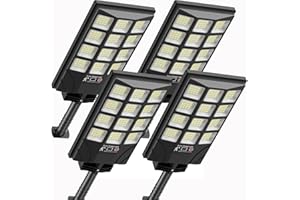 TFKK Solar Street Lights Outdoor Motion Sensor, 6500K Dusk to Dawn LED Solar Flood Light, Waterproof Security Light for Outside Garden Yard Parking Lot, 4PCS