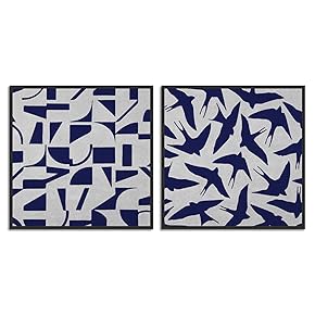 signwin 2 Piece Framed Canvas Wall Art Blue...