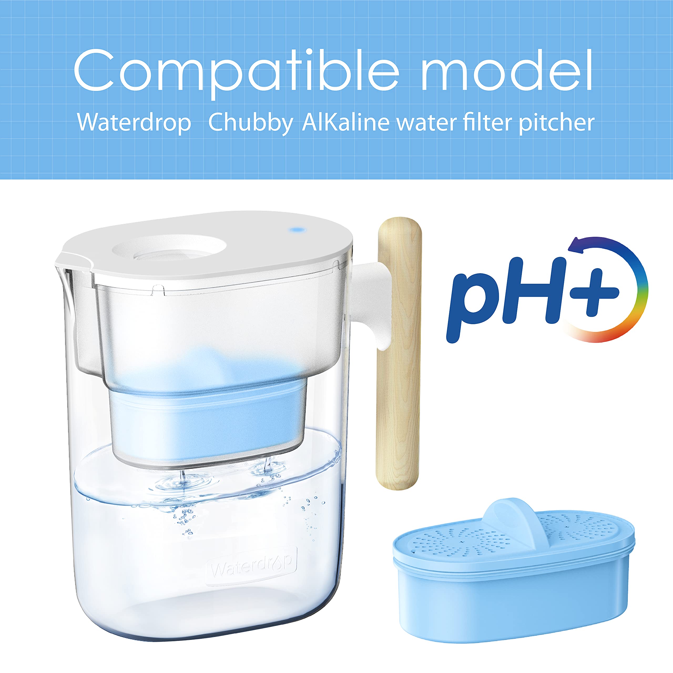 [Original] Waterdrop WD-PF-AL Replacement Alkaline Filters for All Waterdrop Pitcher Filtration System, Improved Coffee Taste, Last Up to 100 Gallons (Pack of 3)