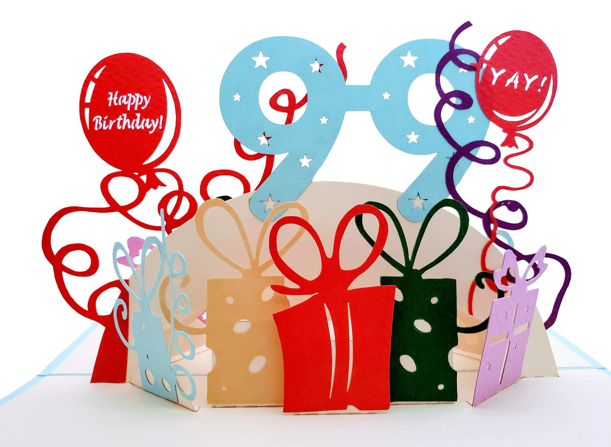 iGifts And Cards Happy 99th Birthday With Lots of Presents 3D Pop Up Greeting Card - Awesome, Cute, Fun, Unique, Special Occasion, Celebration, Husband, Wife, Best Friend, Congratulations โ image 1