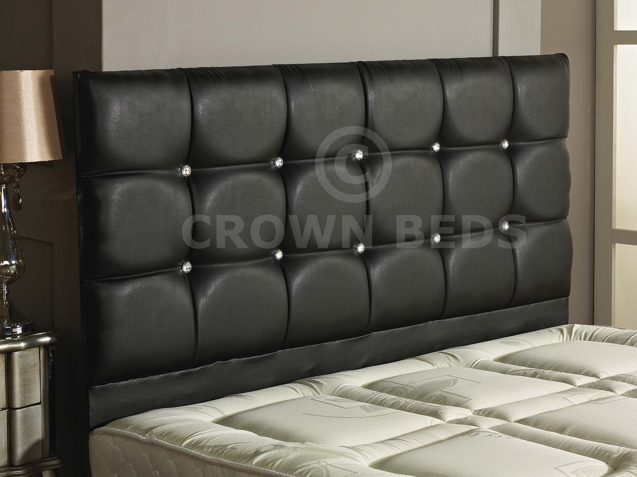 CROWNBEDSUK REGAL FAUX LEATHER HEADBOARD IN 2ft6,3ft,4ft,4ft6,5ft,6ft, 26'' HIGH BLACK, 4FT (SMALL DOUBLE)