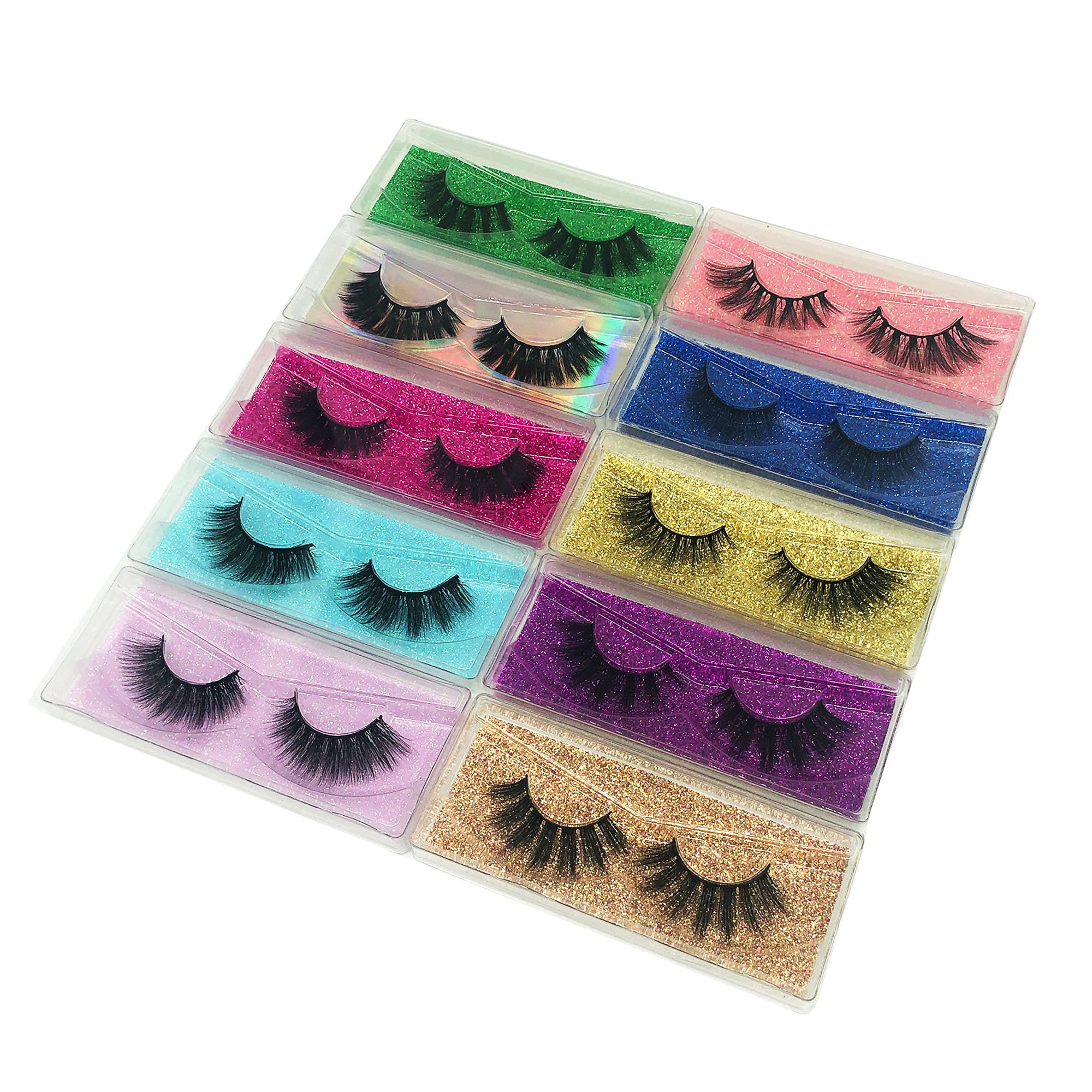 mikiwi False Eyelashes MIKIWI 10 Pack Lahes, 12-20mm Wholesale 5D Fake Mink lashes, Fuffy Natural Volume eye Lashes, individual package Faux Mink EyeLashes