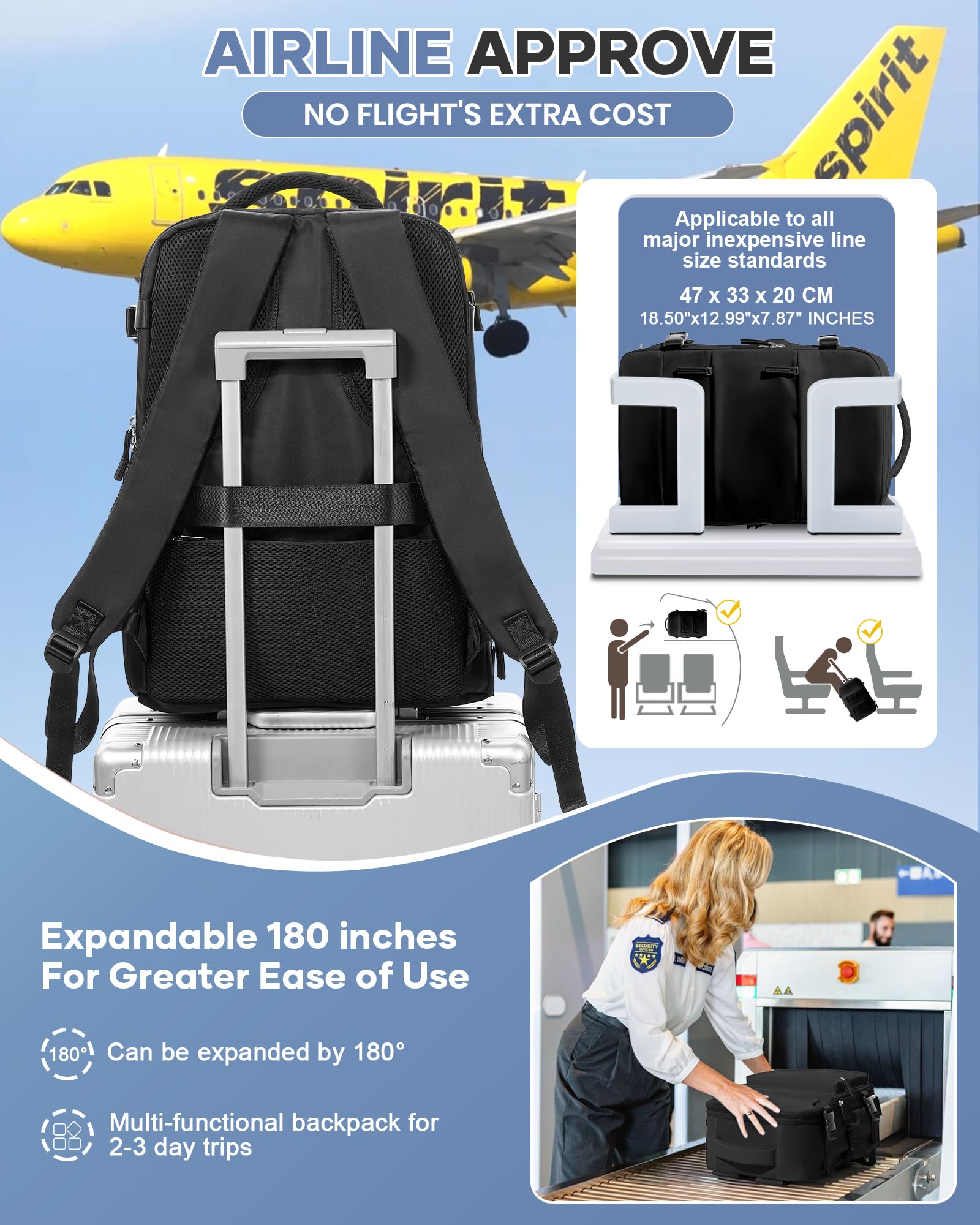 Vacuum Travel Backpack with Pump Women,Personal Item Carry on Backpacks Flight Approved 18x14x8 inches Men,Laptop Waterproof Work Compression bags Casual Daypack Mochila de Viaje Compresion al Black