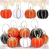 Yalikop 12 Pcs Thanksgiving Pumpkin Hanging Ornament 2.2 Inches Velvet Thanksgiving Fall Tree Decorations Fabric Small Pumpkin Tree Decorations for Farmhouse Harvest Party Autumn Decor(Multicolor)