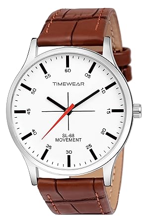 White Dial Brown Strap Watch for Men - 235WDTG