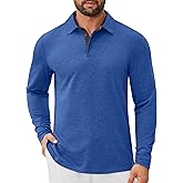 COOFANDY Mens Long Sleeve Polo Shirts Button Casual Tee Collared Work Pullover Shirts
