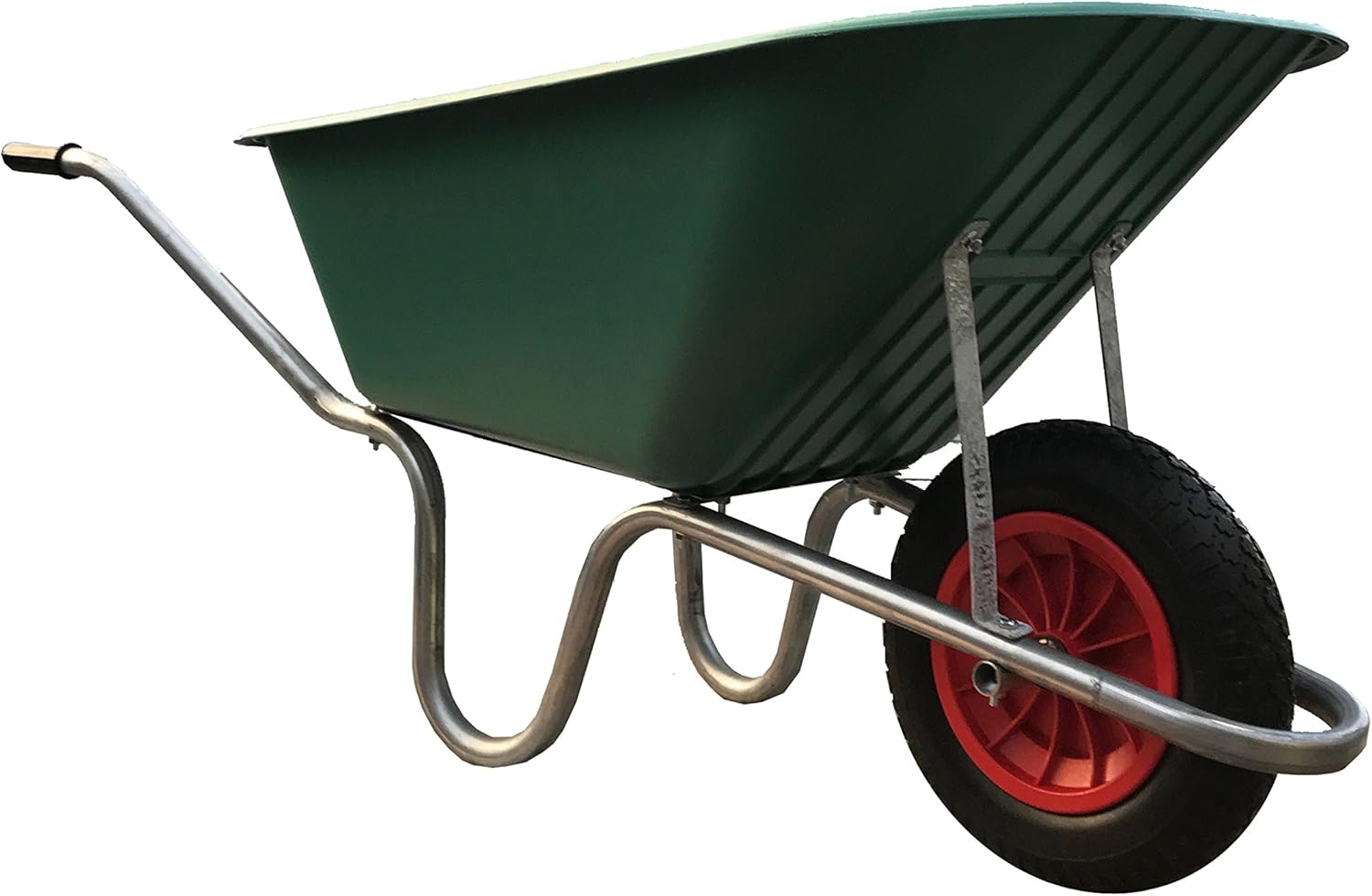 120 L EQUESTRIAN / GARDEN POLY WHEELBARROW, REINFORCED , GALVANISED FRAME, ASSEMBLED WITH FLAT
