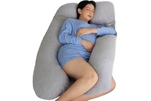 EKLO Pregnancy Pillows, U-Shape Full Body Pillow – Jersey Cover Grey – Pregnancy Pillows for Sleeping – Body Pillows for Adults, Maternity Pillow and Pregnancy Must Haves