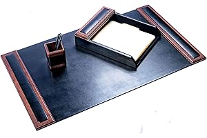 Dacasso Walnut and Leather Desk Set, 3-Piece