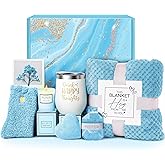 Self Care Get Well Soon Gifts for Women, Luxury Ocean Spa Gift Basket with Flannel Blanket - Unique Birthday Christmas Mother's Valentines Day Gifts for Mom Wife Girlfriend Best Friend Sister Her