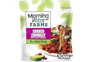 MorningStar Farms Vegan Crumbles, Vegan Plant Based Protein, Frozen Meal Starter, Chorizo, 10oz Bag (1 Bag)