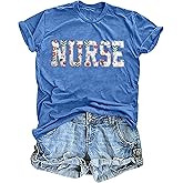 ELDPS Nurse Shirts for Women: Embroidered Nurse T-Shirt Gift for Nurse Short Sleeve Tee Tops