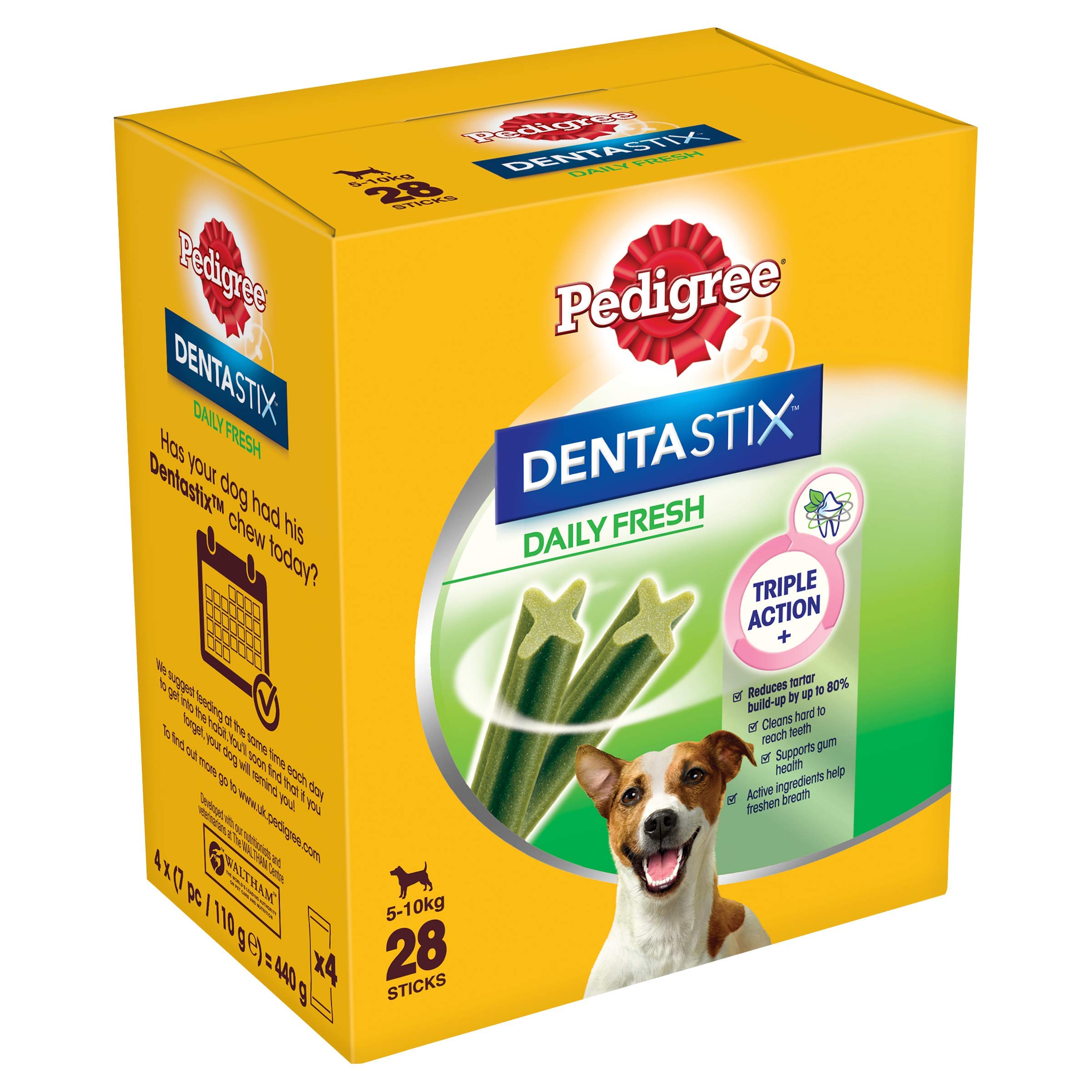 Pedigree DentaStix Daily Fresh for Small Dogs 5-10 kg, 28 Sticks, 4 x 110 g (Pack of 4)