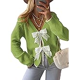 Cakulo Womens Bow Tie Sweater V Neck Cardigan Sweaters 2026 Lightweight Spring Fashion Knit Cardigans Outfits