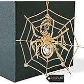 Matashi Christmas Decorations Spider On Web Ornament 24K Gold Plated Crystal Studded - Miracle Tinsel Legend Story,Tree Décor, Perfect for Christmas Gifts, Holiday Gifting, Seasonal Home Accents