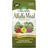 Espoma Organic Alfalfa Meal Fertilizer 2-0-2. All-Natural Plant Food Source of Nitrogen and Potassium for Organic Gardening. for Roses, Flowers, Veggies, Trees &amp; Shrubs. 3 lb. Bag.