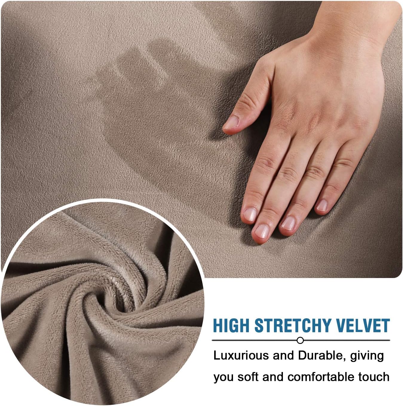 Rich Velvet Stretch 2 Piece Chair Cover Chair Slipcover Sofa Cover Furniture Protector Couch Soft with Elastic Bottom Chair Couch Cover with Arms, Machine Washable(Chair,Camel): Kitchen & Dining