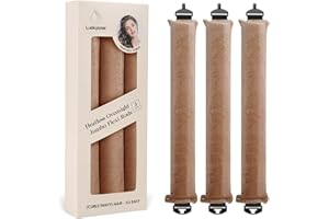LUCKYBEAR Overnight Heatless Hair Curler Blowout Rods Jumbo, Heatless Curls Satin Jumbo Flexi Rods to Sleep in,Soft Heatless Rod for All Hair Types,No Heat Overnight Sleeping Curls Styling Tools 3pcs Khaki