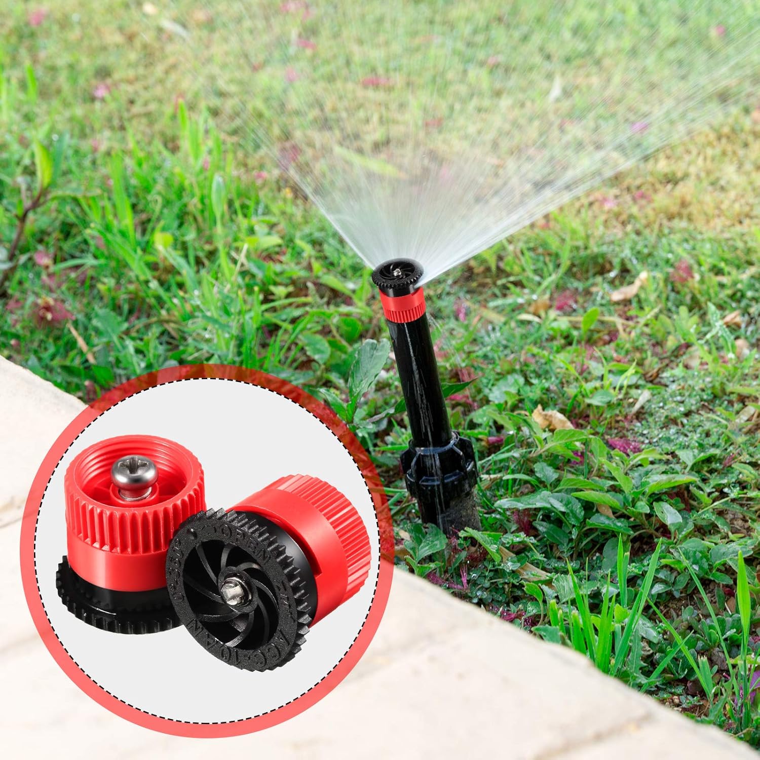 16 Pieces Variable Arc Nozzle 9.8 Feet Radius High Efficiency Replacement Pop-up Sprinkler Heads Compatible with RainBird, Hunter, Orbit Pop-up Sprinklers, Red, 10VAN : Garden & Outdoor