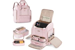 Prokva Tattoo Travel Case with 3 Cases, Tattoo Supplies Storage Organizer Backpack, Tattoo Stencil Printer Carrying Bag, Pink
