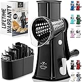 Zulay Kitchen Rotary Cheese Grater 5 Blade Cheese Shredder - Manual Hand Crank Cheese Grater With Reinforced Suction & 5 Inte