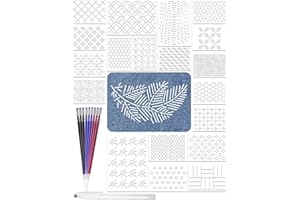 Gezan 20 Pcs Sashiko Stencils 8.3 x 5.9 Inch Plastic Sashiko Template Pattern Geometric Embroidery Stabilizers Drawing Line T