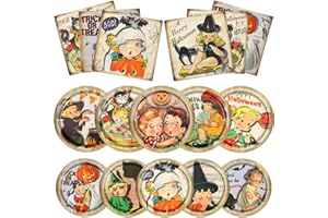 Gupesxu 60pcs Vintage Halloween Party Plates and Napkins Decorations, Cartoon Pumpkin Retro Halloween Paper Plates Napkins Tableware Trick or Treat Party Supplies
