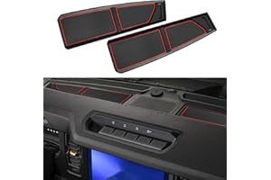 SENSHINE Silicone Dash Dashboard Cover Mat for Ford Bronco Accessories 2021 2022 2023 2024 Anti Dust Dash Pad Tray Insert Liners Compartments Mat for Bronco 2Pcs Set Premium Custom (Red Trim)