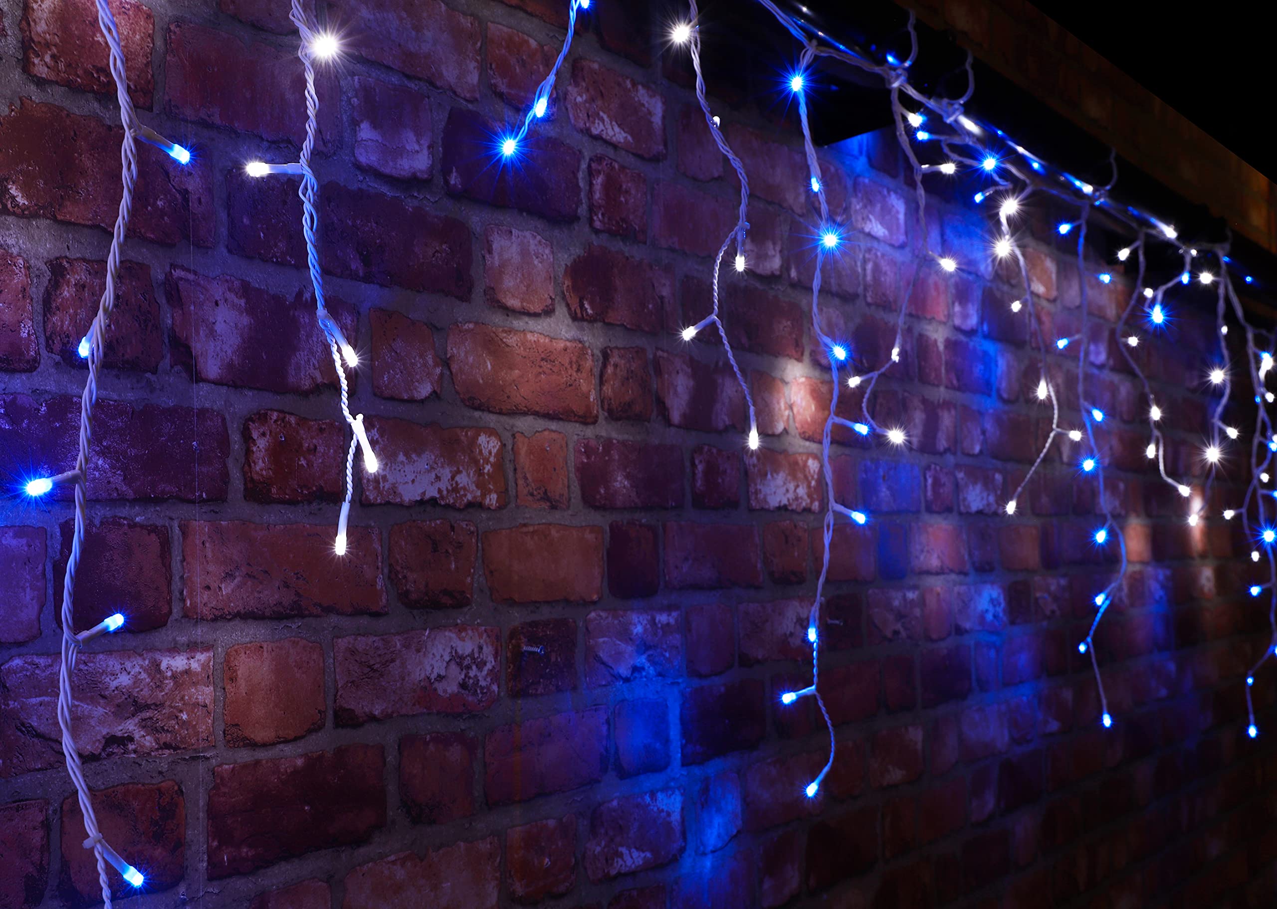 Christmas Concepts® 360 11.8m (39ft) Blue/White LED Snowing Icicle Lights with Speed Controller - Christmas Outdoor Lighting - Energy Efficient A++